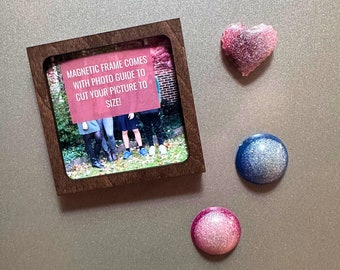 Stained Wood Magnetic Picture Frame | Interchangeable Photo Sign