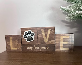 Reversible Pet Wood Block Sign: Interchangeable Home Decor