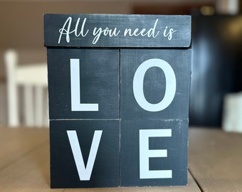 Reversible Wood Block Sign: Interchangeable Home Decor