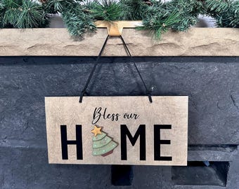 Interchangeable Home Sign: Reversible Wood Sign with Resin Magnets