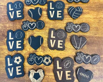 Engraved Wood Sports Magnet Set: Locker, Fridge, Office