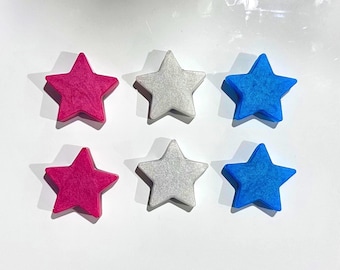 Star Resin Magnets: Red, White, and Blue - Set of 6