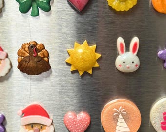 Handmade Resin Magnets: Seasonal, Holiday Magnets for Calendars, Fridge, Office