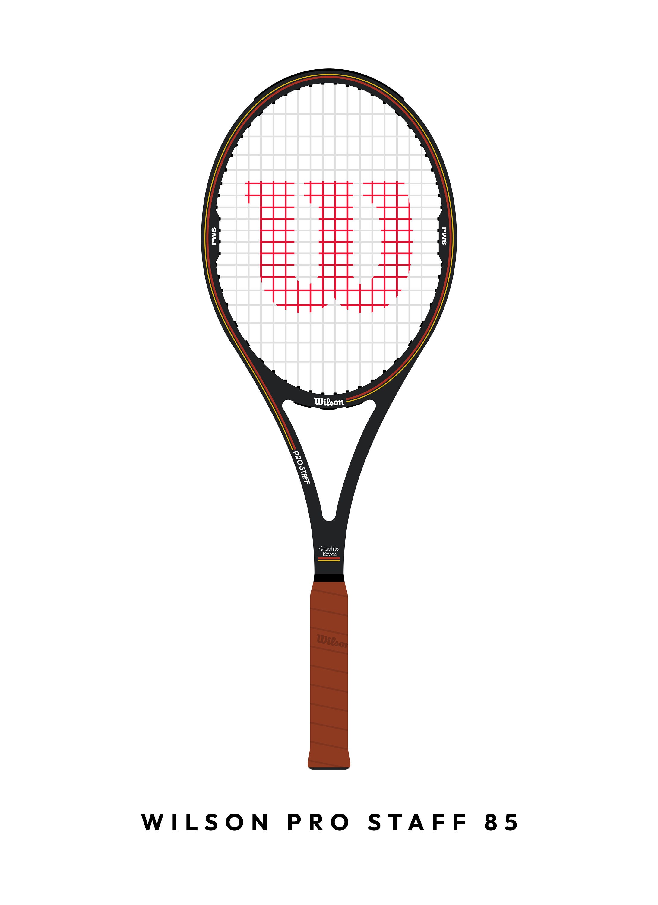 Wilson Pro Staff 85 Tennis Racket Poster, Sports Wall Art (digital