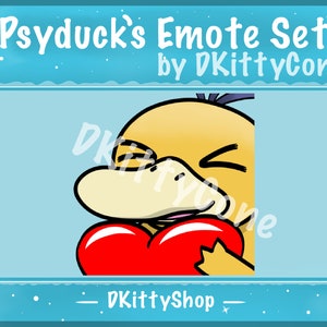 Psyduck Heart emote - cute Twitch, Kick, YouTube and Discord Emotes