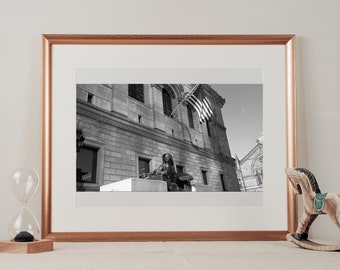 Vintage Photo Print | Boston Public Library | Black and White Art | Vintage Boston | Downloadable Prints | Iconic Landmark Decor | 35mm