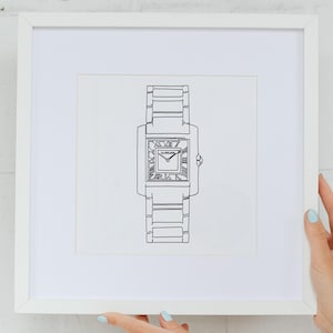 Cartier inspired luxury watch in minimalist line art style - 6 high resolution sizes for download