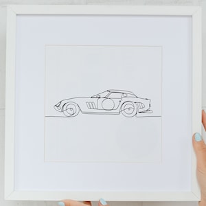 Ferrari 250 GTO in minimalist line art style - 6 high resolution sizes for download