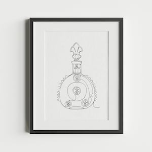 Louis XIII Cognac bottle in minimalist line art style - 6 high resolution sizes for download
