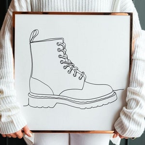 Dock Martens shoe boots in minimalist line art style - 6 sizes high resolution download