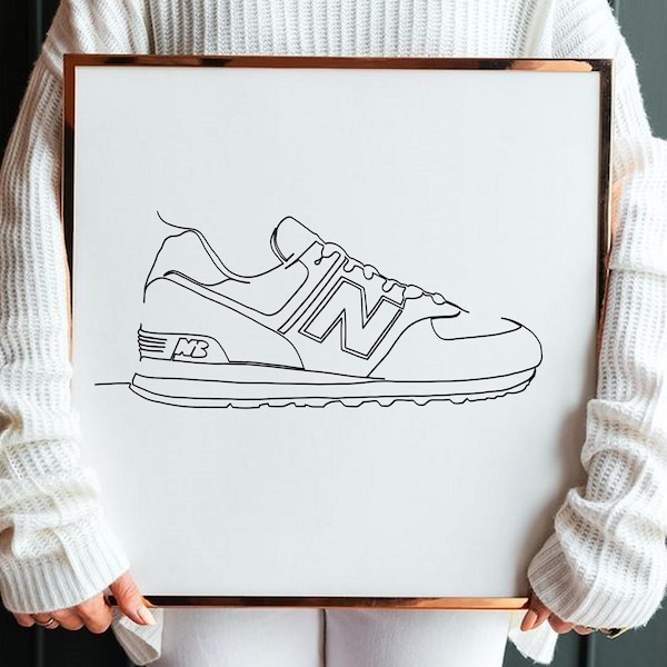 New Balance shoe in minimalist line art style - 6 high resolution sizes for download
