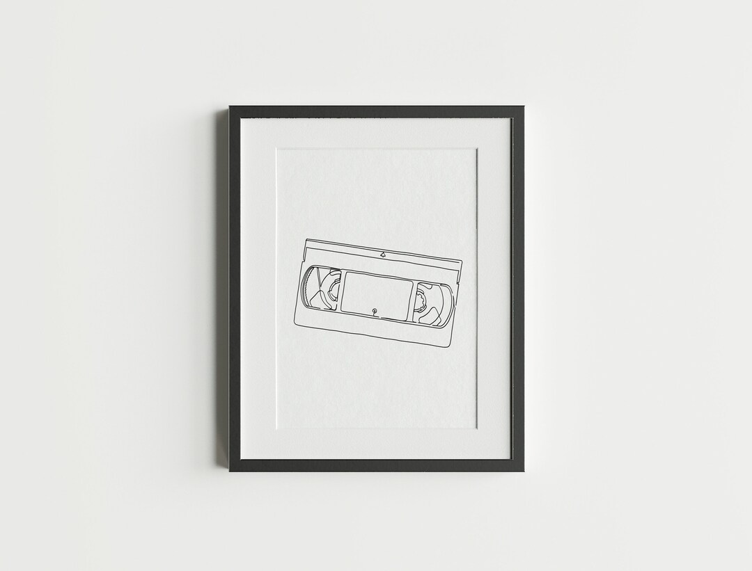 Retro VHS Tape in Minimalist Line Art Style - 6 High Resolution Sizes ...
