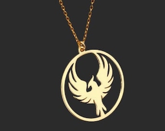Collana uccello fenice, collana 25 fenice d'argento, collana uccello di fuoco, delicati gioielli fenice d'argento, ciondolo geometrico fenice, uccello argento