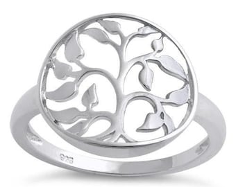 Tree of Life Ring, Tree of Life Ring Silver, Women's Tree Ring, Sterling Silver Ring, Celtic Tree Ring, Circle Tree of Life Band,Nature Ring