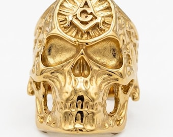 Brass Skull Ring, Gothic Handmade Men’s Biker Ring, Punk Rock Jewelry, Unique Gothic Brass Ring for Him