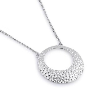 Round Hammered Necklace|Sterling Silver Necklace|Handmade Gift|Ladies Hammered Pendant Her|Minimalist Birthday Anniversary Gift Wife|Sale