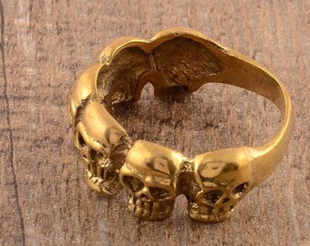 18k Gold Skull Ring•Men's Ring•Skull Jewelry•Gold Band Ring•Dainty Skull Ring•Gothic Ring•Everyday Ring•Halloween Gift•Gothic Skull Ring