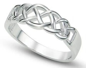 Celtic Knot Ring, Sterling Silver Knot Ring, Irish Jewelry, Celtic Band, Infinity Ring, Wedding Ring, Anniversary Gift, Unisex Ring for Her