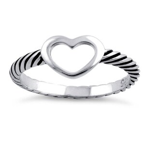 Silver Heart Ring- Heart Ring in Sterling Silver- Open Heart Ring-Heart Shaped Ring- Heart Outline- Valentine, Gift, Love Ring, Gift for Her