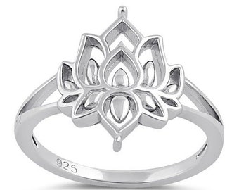 Sterling Silver Lotus Flower Ring: Spiritual Jewelry Gift