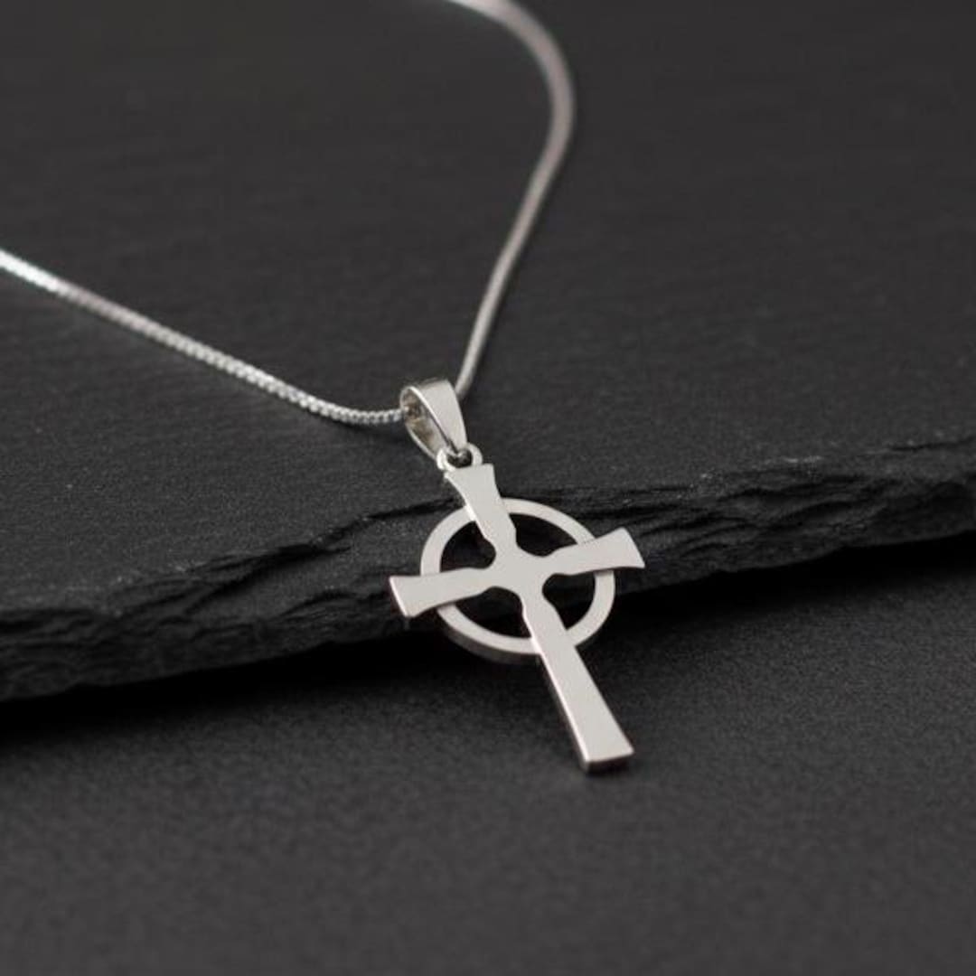 925 Sterling Silver Celtic Cross Necklace, Handmade Irish Christian ...