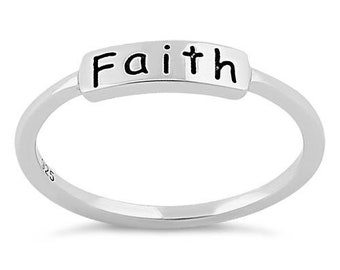 Faith Ring- Dainty Ring- Silver Ring- Religious Ring- Ring for Women- Ring for Men, Unisex Ring, Unisex Jewelry, Handmade Jewelry, Gifts