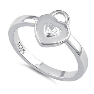 Locked Heart Ring- Heart Lock Ring- Heart Ring- 925 Silver Ring- Gift for Lover- Gift for Her, Gift for Wife, Gift for Girlfriend, Gift Ring