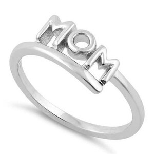 Sterling Silver Mom Ring: Minimalist Mama Jewelry Gift