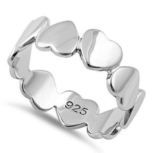 Eternity Herz Ring- Herz Ring- Silber Herzen Stapelring- Silber Minimalist Liebe Versprechen Ring für Frauen- Einfacher Ring-täglich tragen Ring