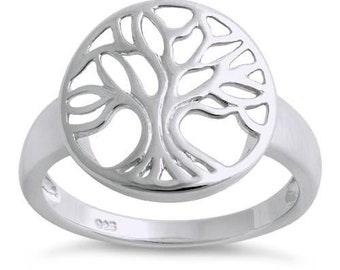 Sterling Silver Tree of Life Ring: Filigree Lace Design
