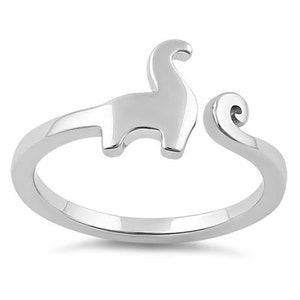 Dinosaur Ring- Dinosaur Silver Ring- Adjustable Sterling Silver Ring- Simple Dinosaur Ring- Plain Dinosaur Ring- Animal Lover Ring, Gift Her