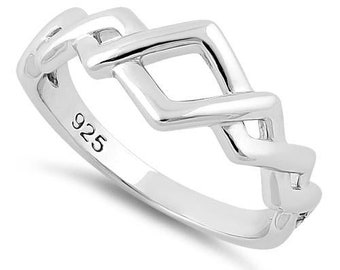 Zig Zag-ring i sterlingsilver: Stapelbart vågband, bohemiska smycken