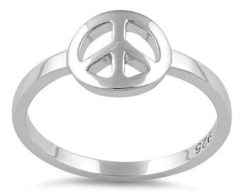Anel de prata esterlina com símbolo da paz: anel Boho Knuckle