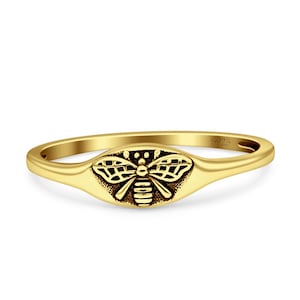 Honey Bee Signet Ring- Best Selling Ring- Bee jewelry- Insect Ring- Gold Brass Ring - fly Ring, Sterling Silver Women Ring, Honey Bee Ring,