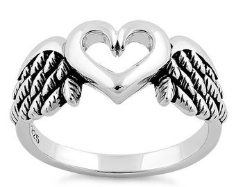Bague ailes d'ange - Bague en laiton - Bague coeur - Bague fée - Bague ailes - Bague bohème - Aile d'ange - Bague coeur d'ange - Cadeau pour elle - Bague pour elle - Cadeaux