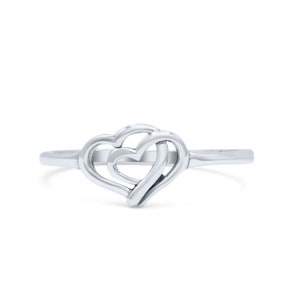 Infinite Heart Plain Ring- Dainty Ring- Infinity Promise Ring- Love Heart Ring- Double Heart Ring -Minimalist Ring, Romantic Gift for her