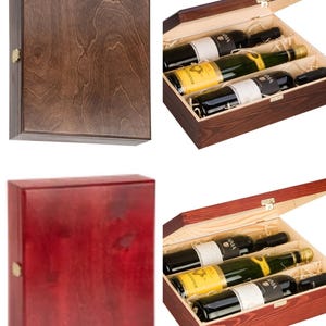 Triple Bottle Wooden Luxury Gift Box Wine, Champagne or Whisky Various Colours