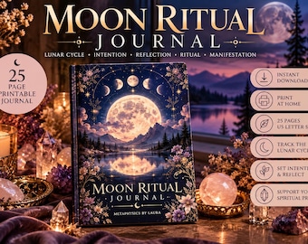 Mondritual-Tagebuch (PDF zum Ausdrucken) | Leitfaden für Mondzyklus, Neumond & Vollmond