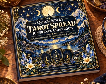 Referensguide för tarotkort | 16 illustrerade tarotkort | Utskrivbar tarotguide | Tarotkort för nybörjare i PDF-format | Digital nedladdning