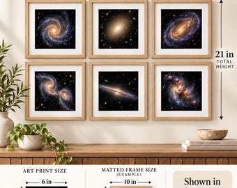 Galaxy Wall Art Set of 6 | 6x6 Printable Space Art | Cosmic Decor | Digital Download