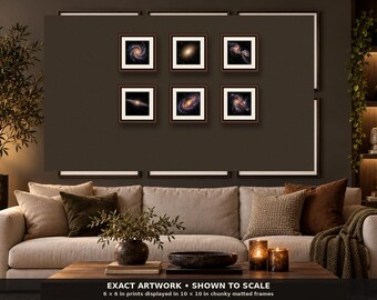 Galaxy Wall Art Set of 6 | 6x6 Printable Space Art | Cosmic Decor | Digital Download