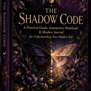 Peut inclure: Un livre &agrave; couverture rigide violet fonc&eacute; intitul&eacute; The Shadow Code: A Practical Guide, Interactive Workbook & Shadow Journal for Understanding Your Hidden Self. La couverture pr&eacute;sente un papillon central, des symboles c&eacute;lestes et des motifs floraux dor&eacute;s.