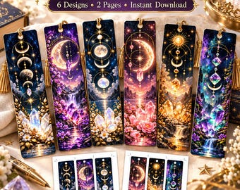 Kristallklare Lesezeichen zum Ausdrucken | 6 wunderschöne Lesezeichen | Himmlisches Geschenk für Bücherliebhaber | Sofortiger PDF-Download | Lesezeichen-Set zum Selbermachen