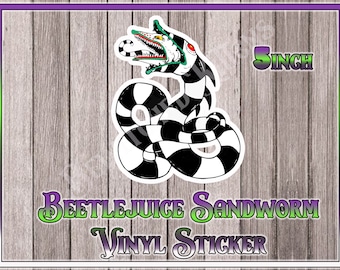 Beetlejuice Sandworm Vinyl Sticker 2.5inch- 5inch Size options / Now with Holographic option!