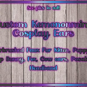 Custom Kemonomimi Cosplay Ears- Handmade Airbrushed Faux Fur Kitten, Puppy, Bunny, Fox & Cow Ears, Posable Headband
