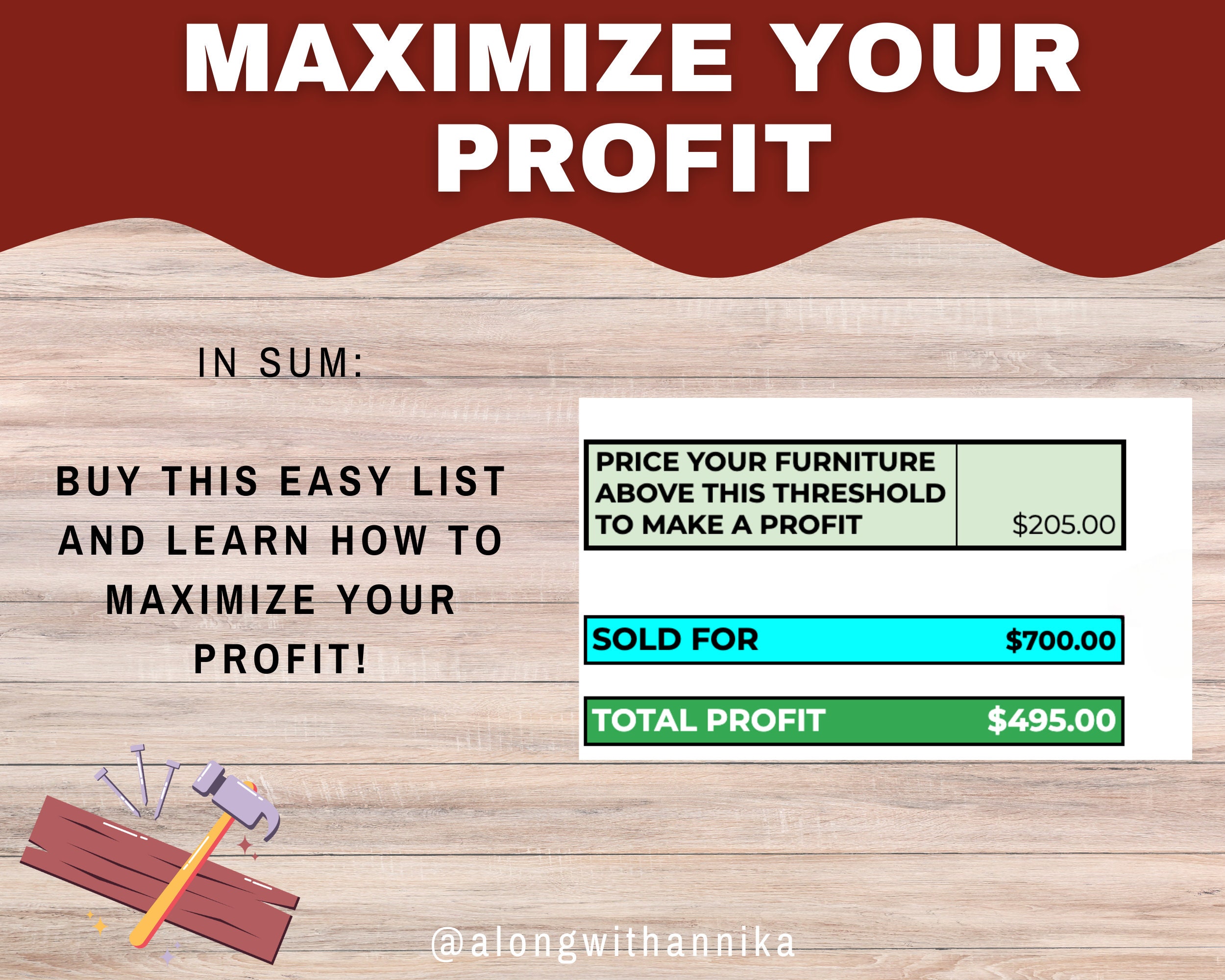 Editable Furniture Flipping PRICING LIST Google Sheets to Help You