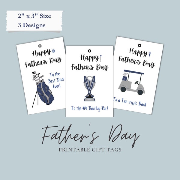 Happy Father's Day Gift Tags, Father's Day Golf Tags, Gift Tags for Dad, Treat Bag Tags, Printable PDF Tags, Instant Digital Download