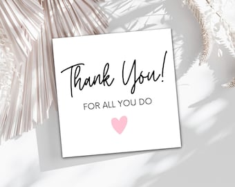 Printable Thank You Gift Tags, Square Appreciation Tags (PDF)