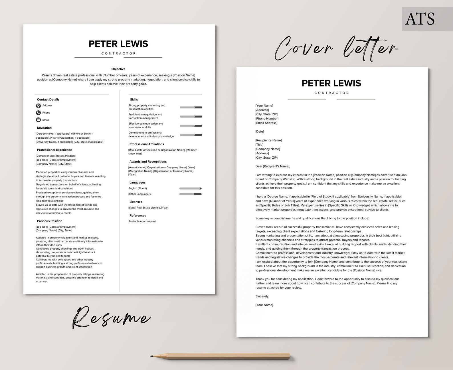 Real Estate Executive Resume Template Bundle for Google Docs and Word