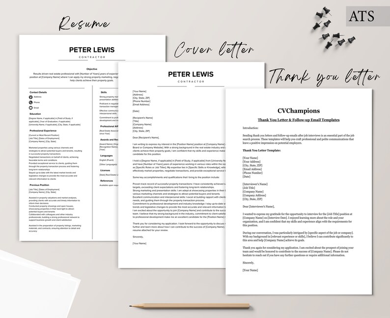 Real Estate Executive Resume Template Bundle for Google Docs and Word